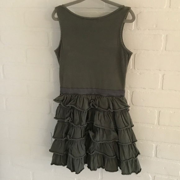 Zara girl’s Dress Olive Green Sleeveless tiered Ruffled Size 4-6 - Picture 2 of 3